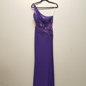 Madison James Formal Purple gemstone long dress